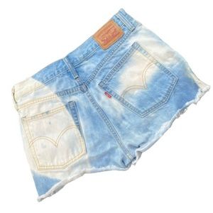 levi’s 501 high waisted bleach dyed shorts